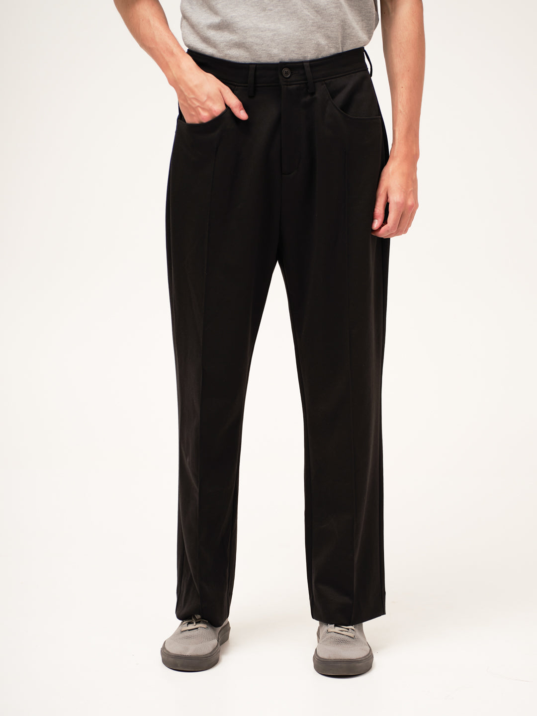 Gothic Black Relaxed Fit Pintuck Pants