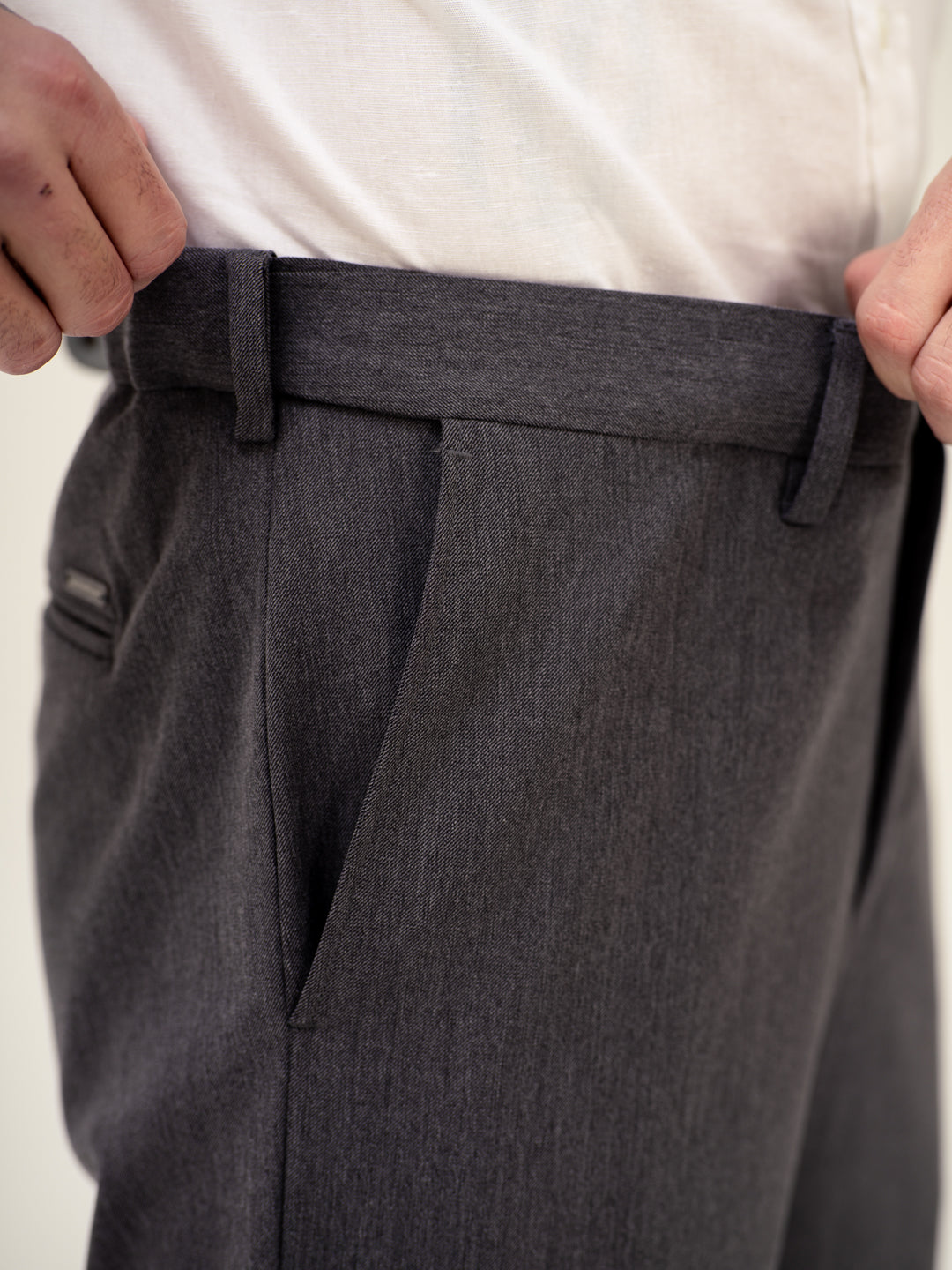 Noir Grey Twill Luxury Stretch Pants