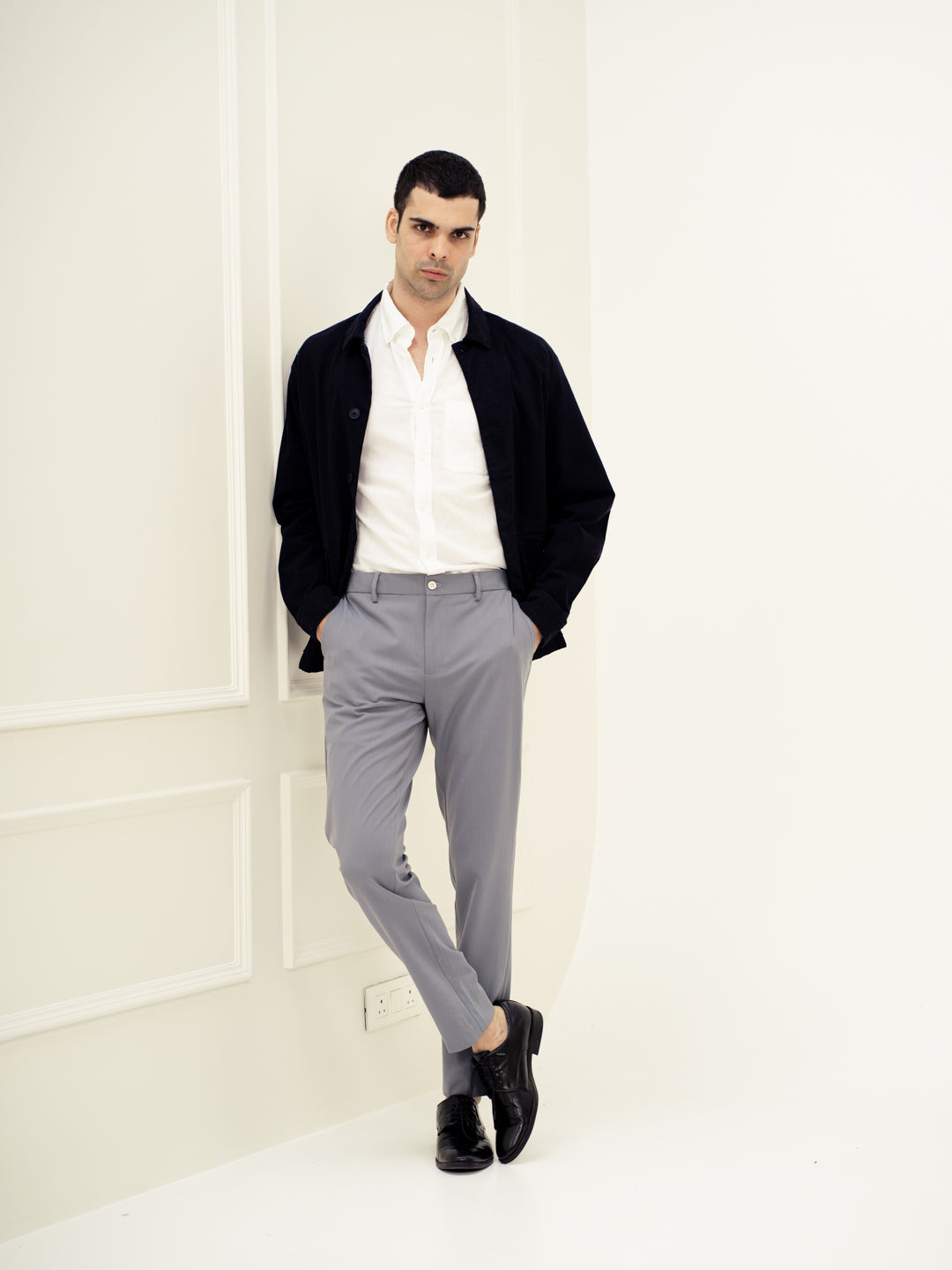 Titanium Grey Twill Luxury Stretch Pants