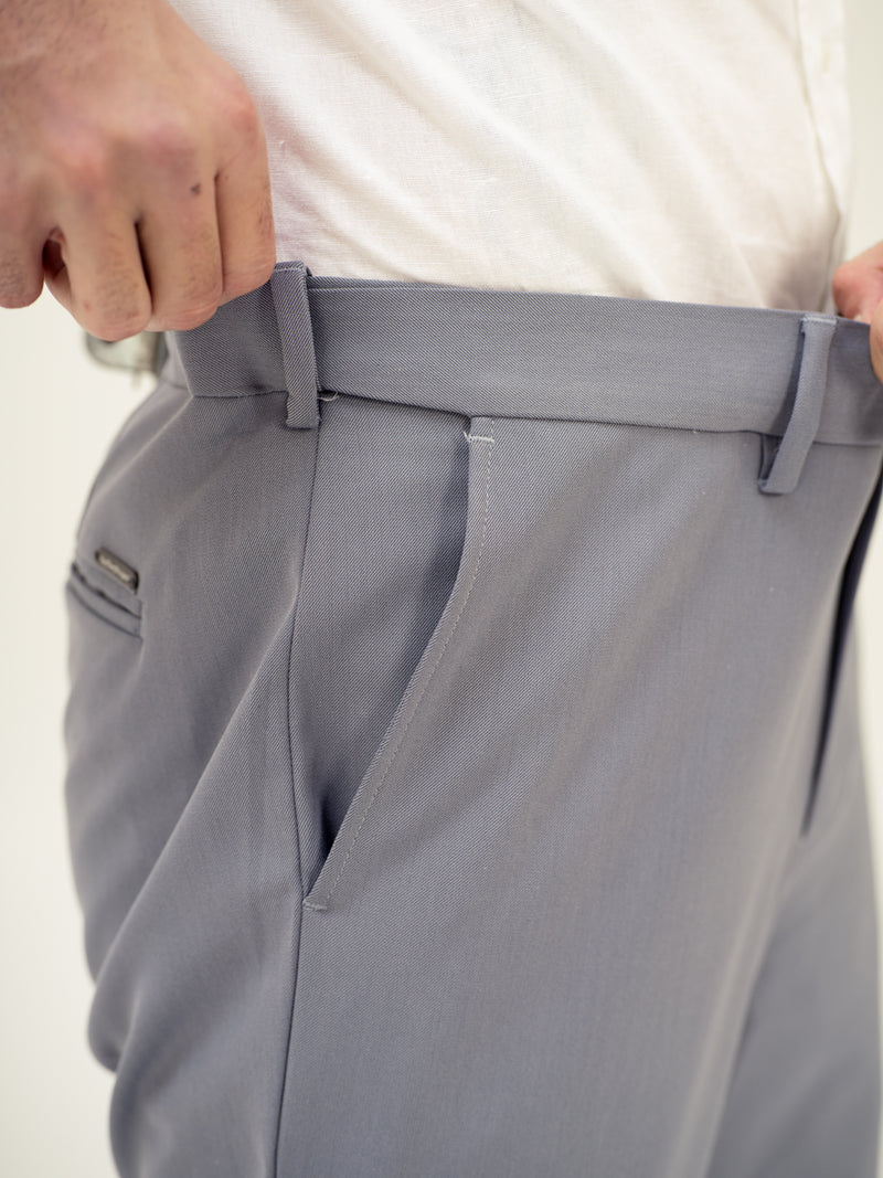 Titanium Grey Twill Luxury Stretch Pants