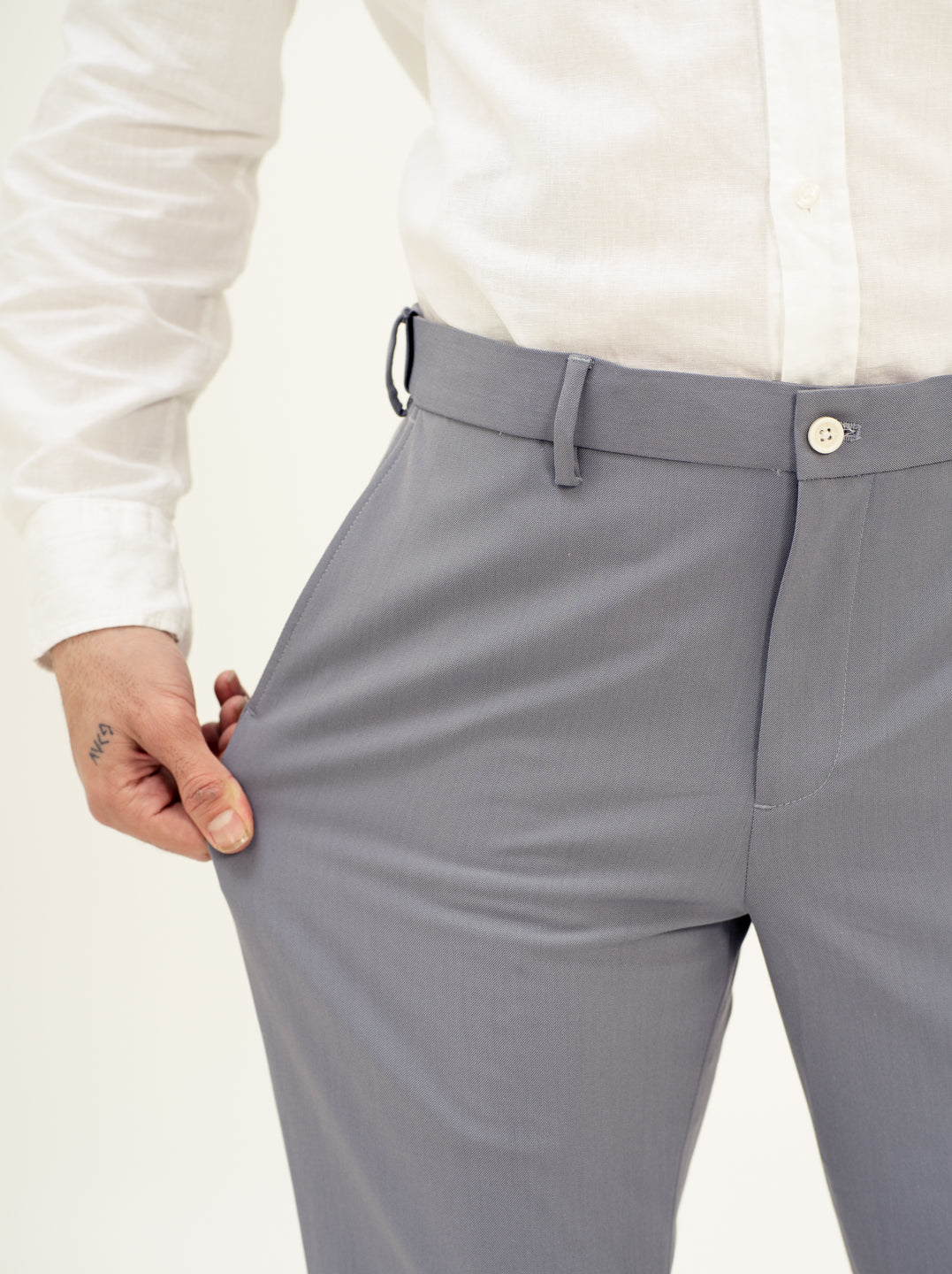 Titanium Grey Twill Luxury Stretch Pants