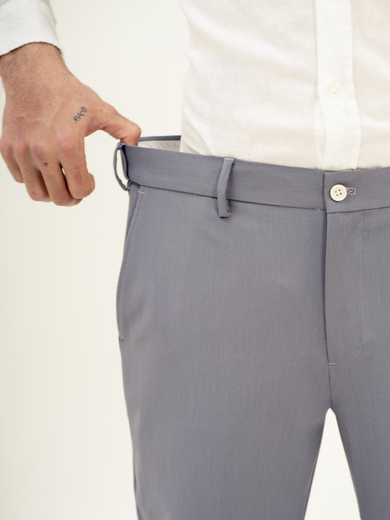 Titanium Grey Twill Luxury Stretch Pants