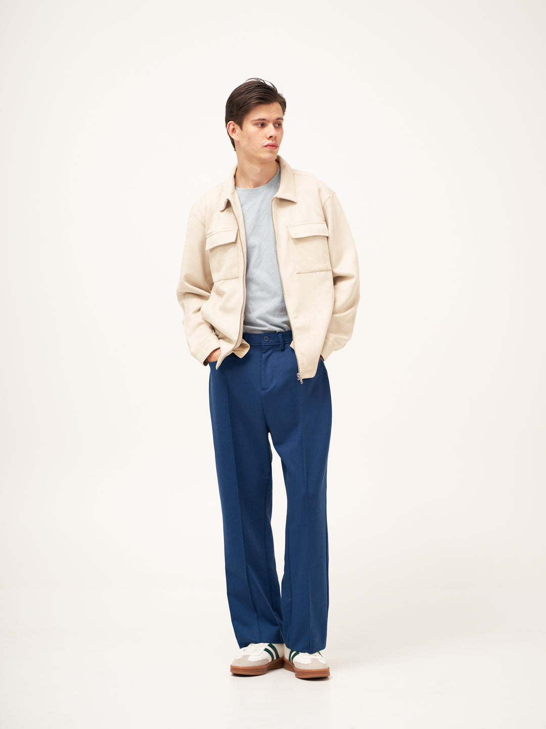 Lake Navy Relaxed Fit Pintuck Pants