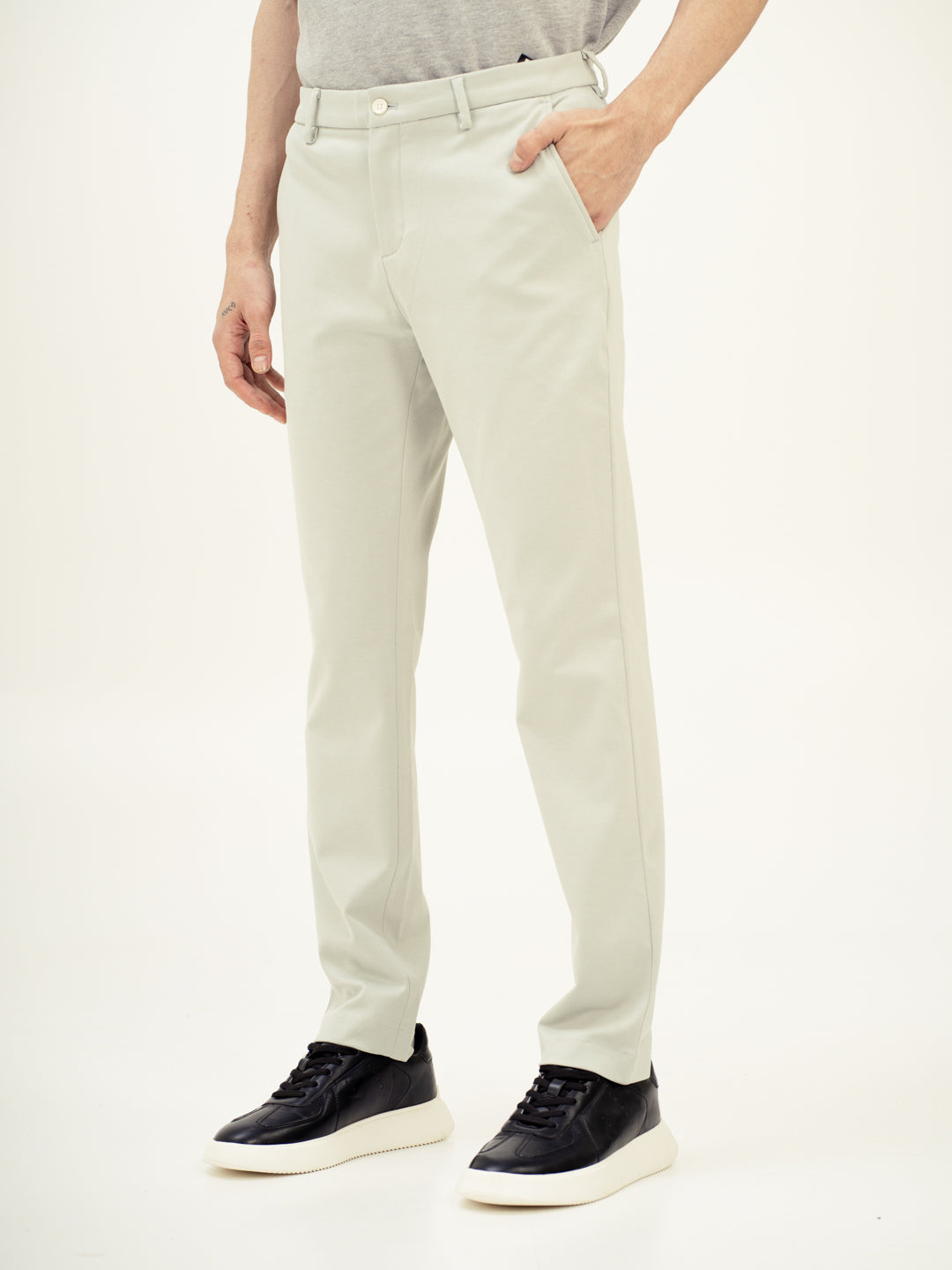 Chive Green Slim Fit Power Stretch Pants