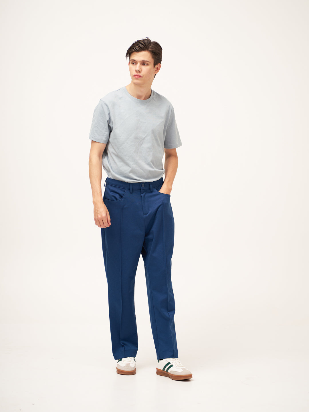 Lake Navy Relaxed Fit Pintuck Pants