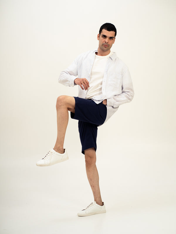 Diego Navy Stretch Chino Shorts