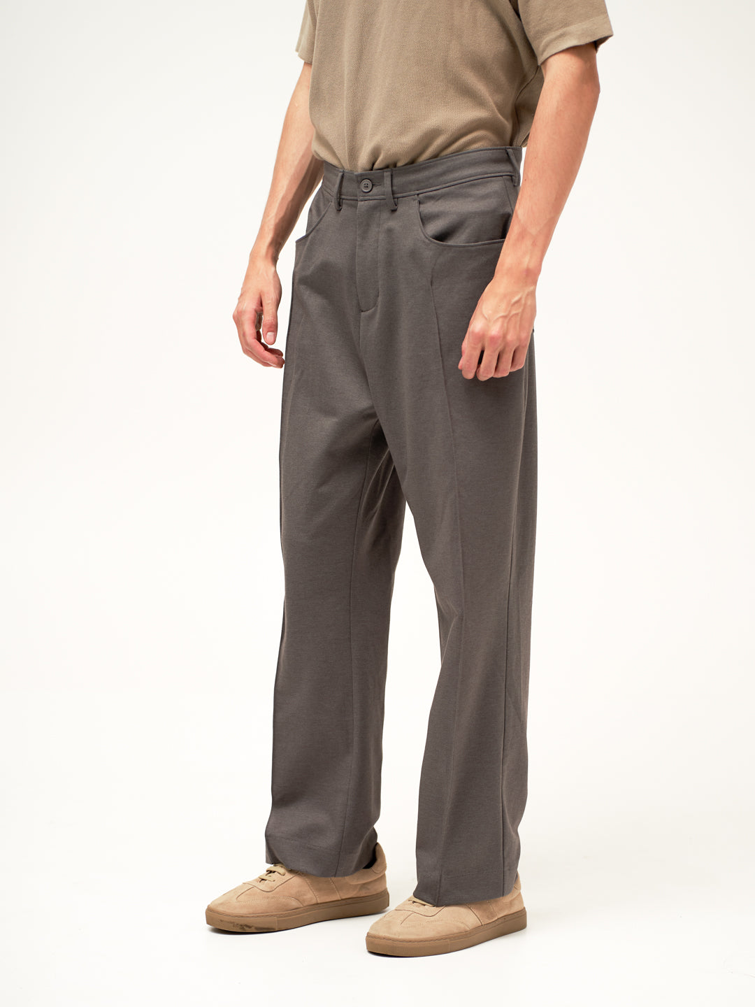 Pablo Grey Relaxed Fit Pintuck Pants