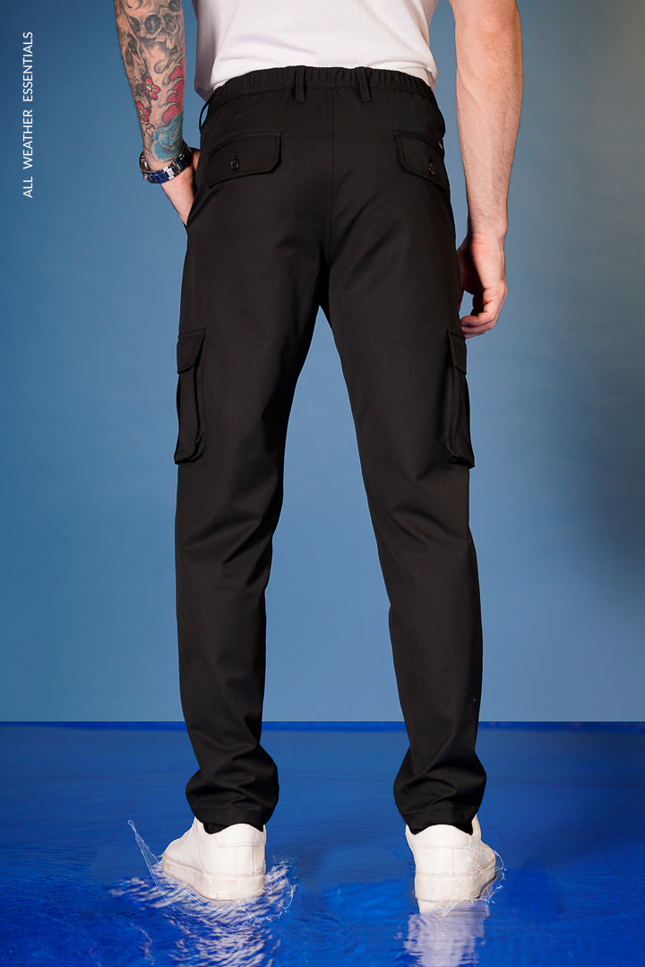 Black All Weather Essential Cargo Stretch Pants