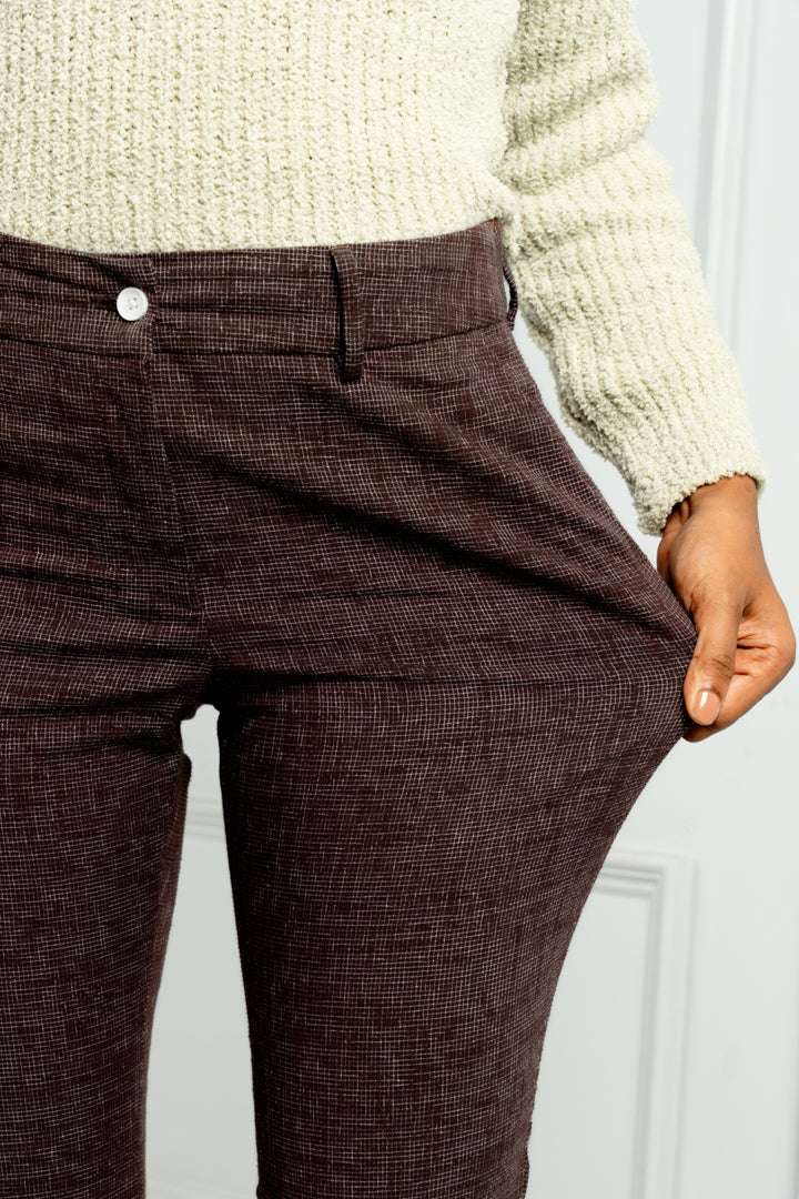 Coconut Brown Checks Women Pants