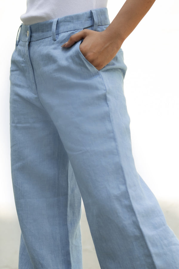 shop blue linen pants