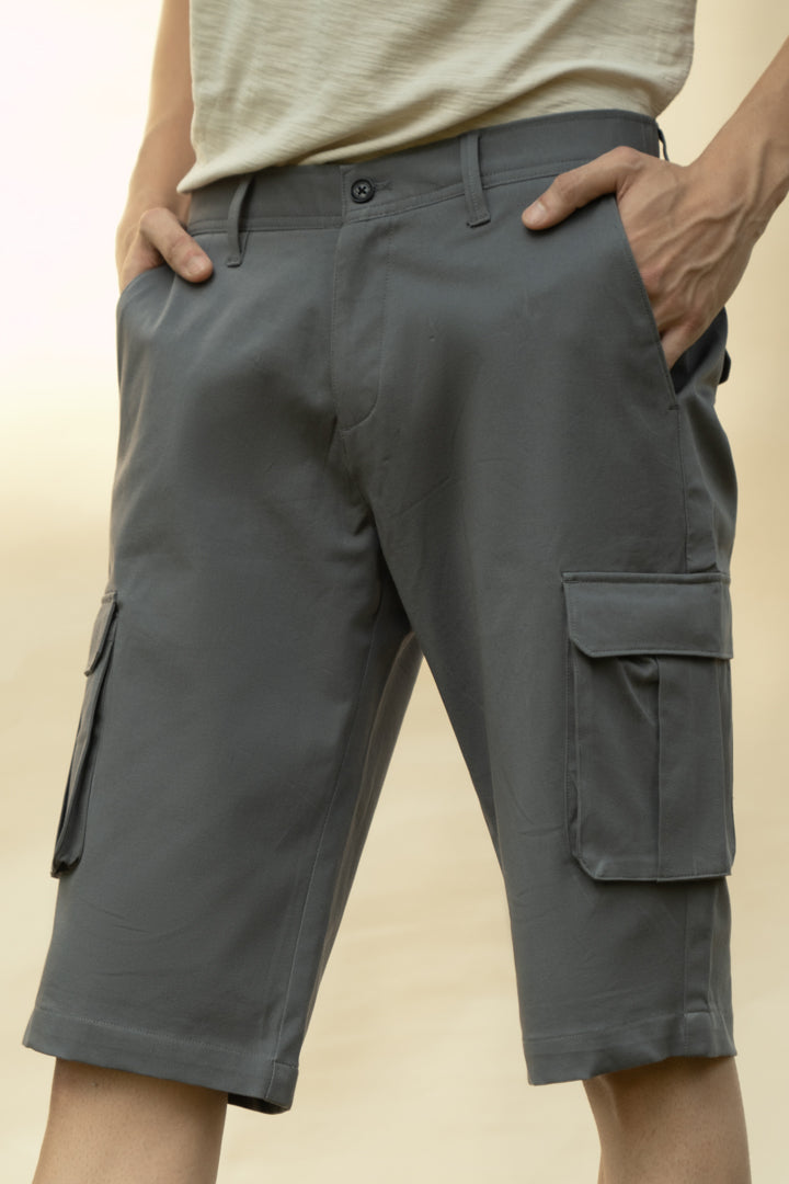 Spanish Grey Stretch Cargo Shorts