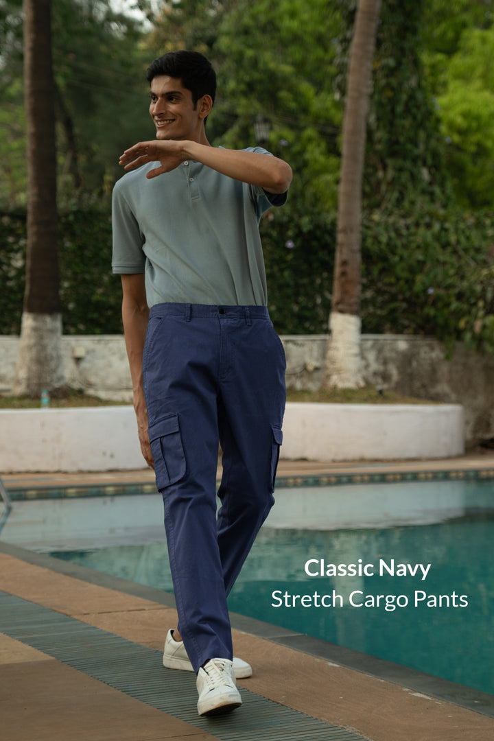 Classic Navy Stretch Cargo Pants