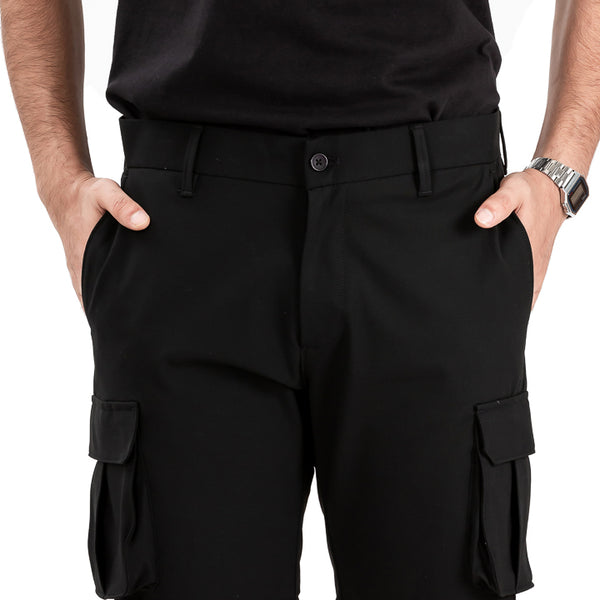 Ebony Black Stretch Cargo Shorts