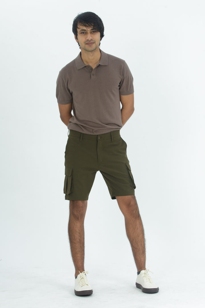 Army Olive Stretch Cargo Shorts
