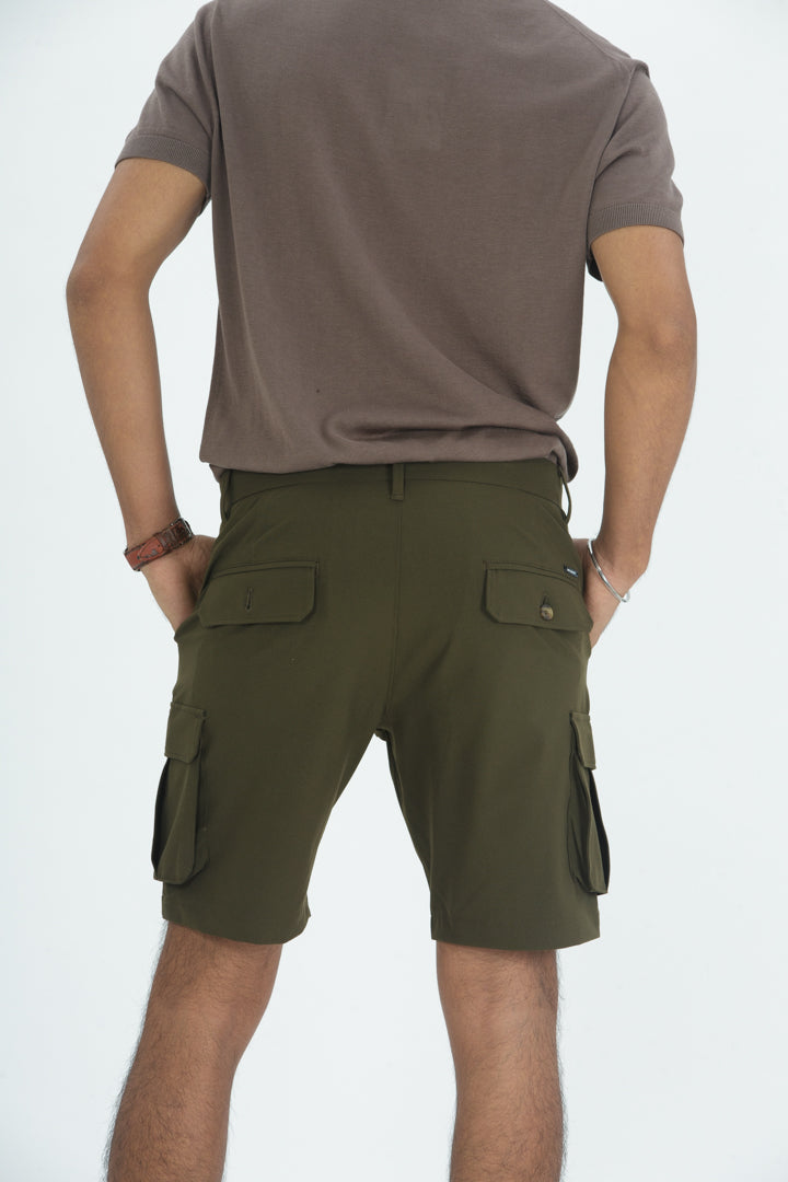 Army Olive Stretch Cargo Shorts