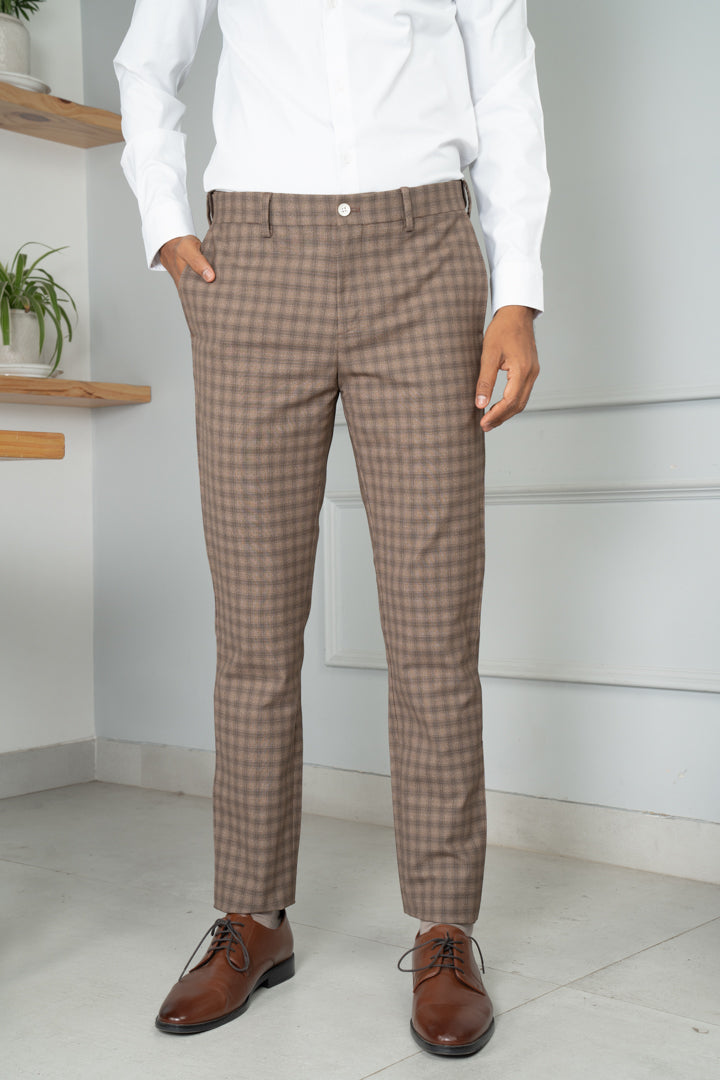Black Mens Slim Fit Brown Check Formal Trouser at Best Price in Jaipur   MS Manank Creations