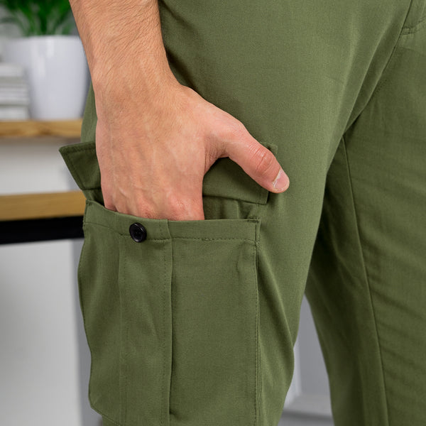 Buy t-base Men's Capulet Olive Solid Cargo Pants for Men Online India