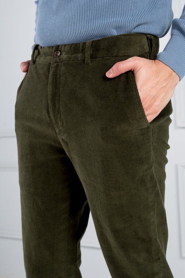 Heavyweight Corduroy Trousers Olive Green  BENEVENTO
