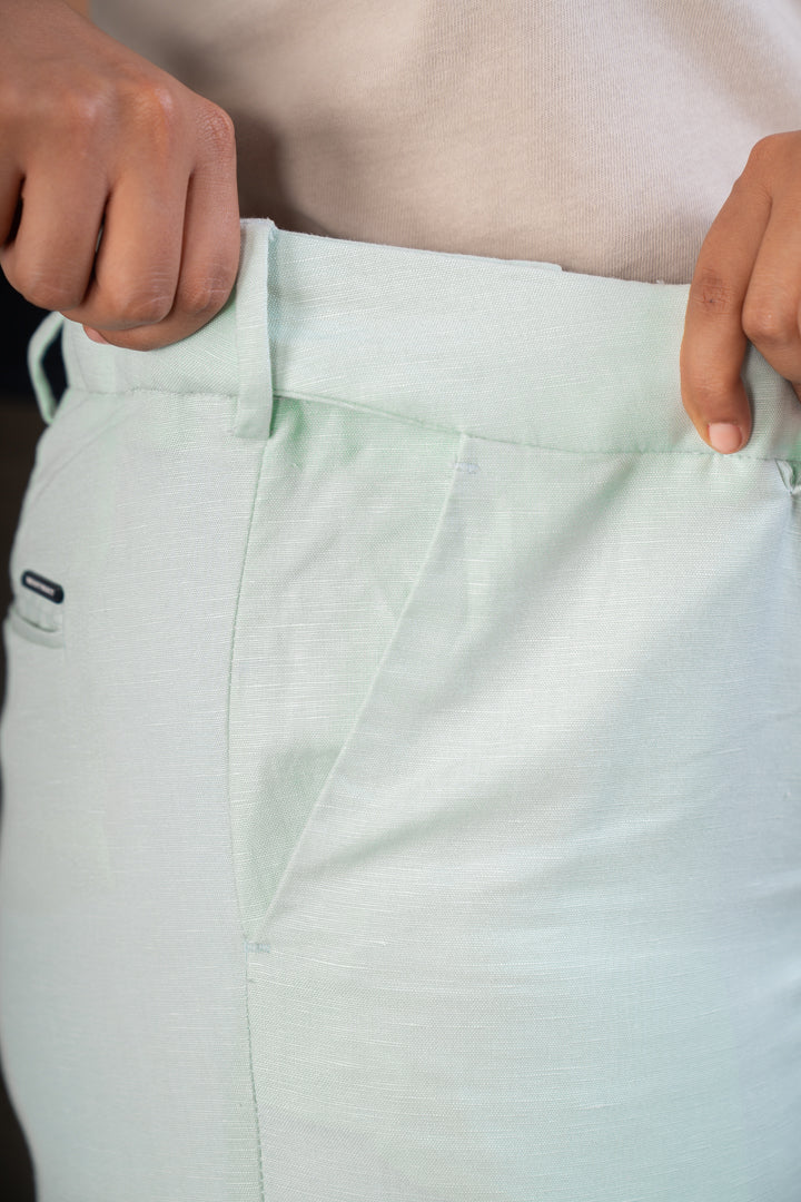 Ice Green Cotton Linen Pants