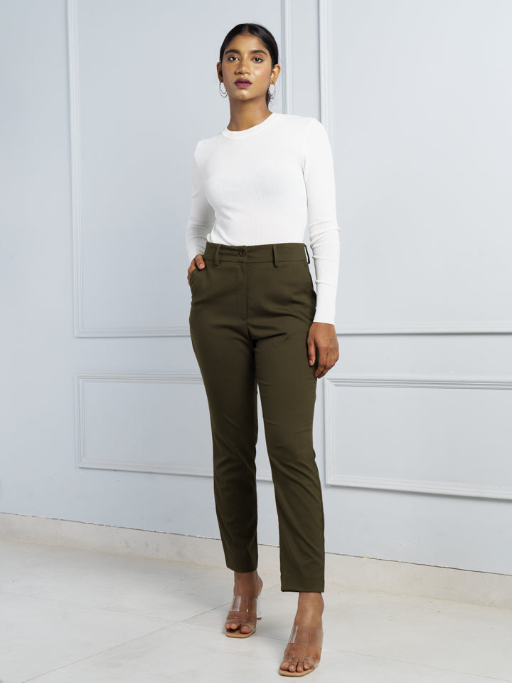 The Pant Project Army Olive Women Stretchable Pants The Pant Project Army Olive Women Stretchable Pants