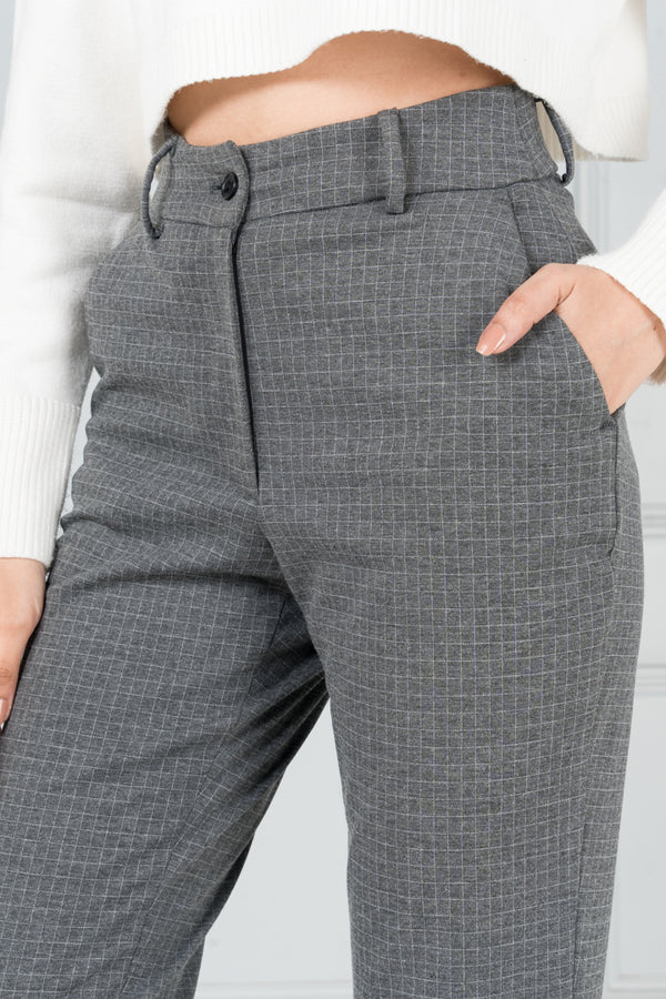 Grey Checks Power-Stretch Pants - Women