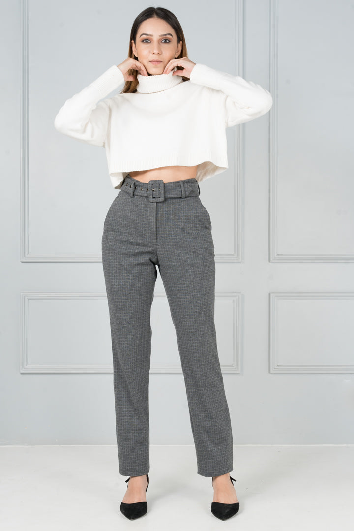 Grey Checks Power-Stretch Pants - Women